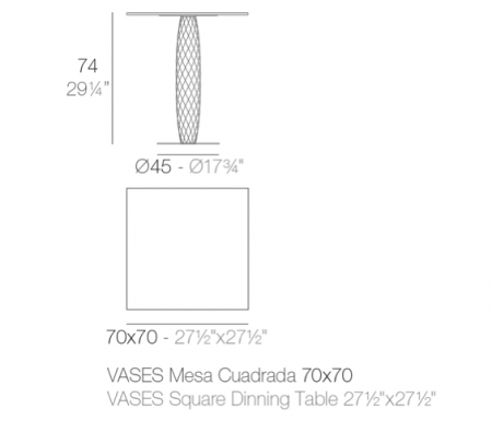 Masa exterior rotunda Vases Ø70x74 cm, baza metalica, picior central polietilena, blat HPL, 47074 - Vondom [1]
