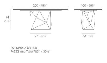 Masa iluminare LED RGBW Faz 200x100x72 cm, design modern geometric, 54016 - Vondom [3]