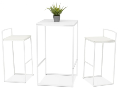 Masa inalta bar alba Arun 60x60x106 cm, design industrial, BT00430WHWH - Kokoon [5]
