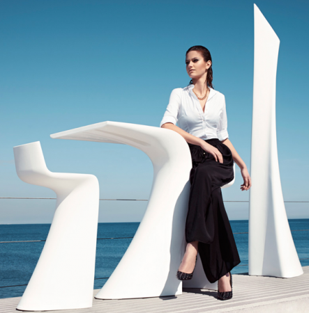 Masa inalta bar exterior Wing 50x76x100 cm cu iluminare LED, polipropilena, design modern, 53032 - Vondom [6]