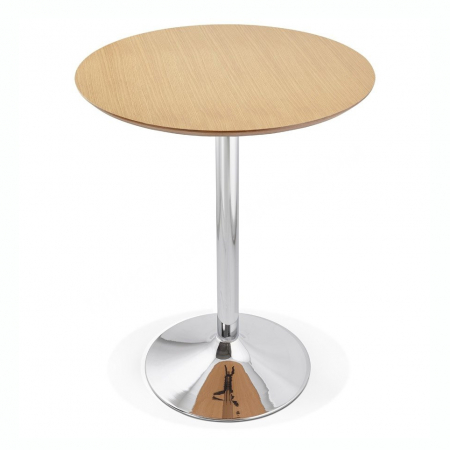 Mese inalte de bar - Masa inalta bar MDF lemn natur Otso 90 cm rotunda, picior central otel crom, design modern, BT00220NA - Kokoon