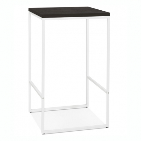 Produse - Masa inalta bar patrata Arun 60x60x106 cm, design industrial, lemn masiv termorezistent , picioare otel albe, BT00400WEWH - Kokoon