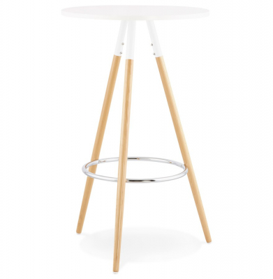 Masa inalta de design bar LARRY 60 cm MDF alb / picioare fag [1]