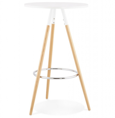 Masa inalta de design bar LARRY 60 cm MDF alb / picioare fag [2]