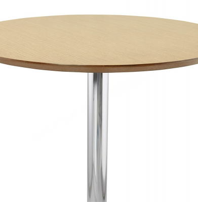 Masa inalta bar MDF lemn natur Otso 90 cm rotunda, picior central otel crom, design modern, BT00220NA - Kokoon [1]