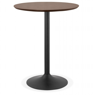 Masa inalta bar rotunda Walter 90 cm MDF nuc, picior central negru otel, design modern elegant, BT00150WA - Kokoon [4]