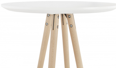 Masa inalta rotunda bar Amos 60x60x110 cm, MDF alb, design scandinav, picioare lemn natur, BT00320WHNA - Kokoon [5]