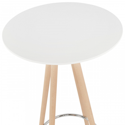 Masa inalta rotunda bar Amos 60x60x110 cm, MDF alb, design scandinav, picioare lemn natur, BT00320WHNA - Kokoon [3]