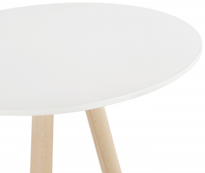 Masa inalta rotunda bar Amos 60x60x110 cm, MDF alb, design scandinav, picioare lemn natur, BT00320WHNA - Kokoon [6]