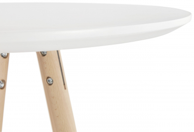 Masa inalta rotunda bar Amos 60x60x110 cm, MDF alb, design scandinav, picioare lemn natur, BT00320WHNA - Kokoon [4]