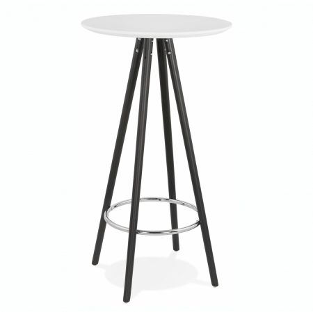 Mese inalte de bar - Masa inalta rotunda bar Amos 60x60x110 cm, MDF alb, design scandinav, picioare negre, BT00330WHBL - Kokoon