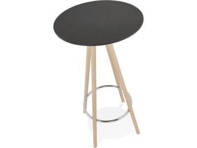 Masa inalta rotunda bar Amos 60x60x110 cm, MDF negru, design scandinav, picioare lemn natur, BT00350BLNA - Kokoon [1]