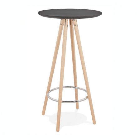 Produse - Masa inalta rotunda bar Amos 60x60x110 cm, MDF negru, design scandinav, picioare lemn natur, BT00350BLNA - Kokoon