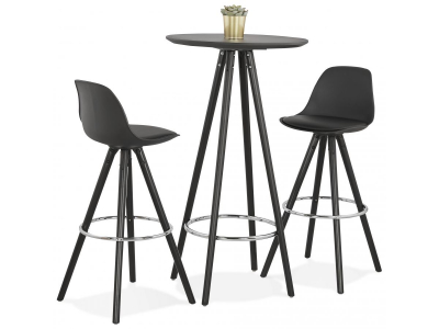 Masa inalta rotunda bar Amos 60x60x110 cm, MDF negru, design scandinav, picioare negre, BT00340BLBL - Kokoon [8]