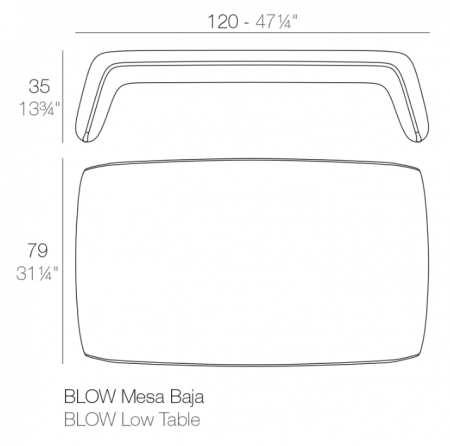 Masa joasa exterior cu iluminare LED BLOW 120x79x35 cm, diverse culori, 55015 - Vondom [5]