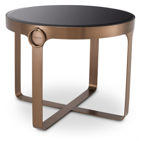 Masute de cafea - Masa laterala Clooney Ø60 cm cu design lux, cupru/sticla securizata | Eichholtz - 115832