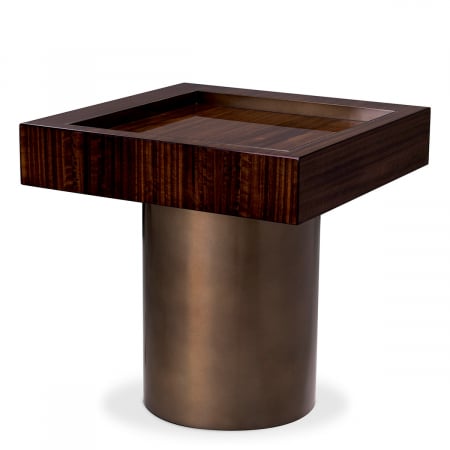 Promotii -   Masa laterală Otus pătrată furnir de eucalipt finisaj bronz 117407 EICHHOLTZ