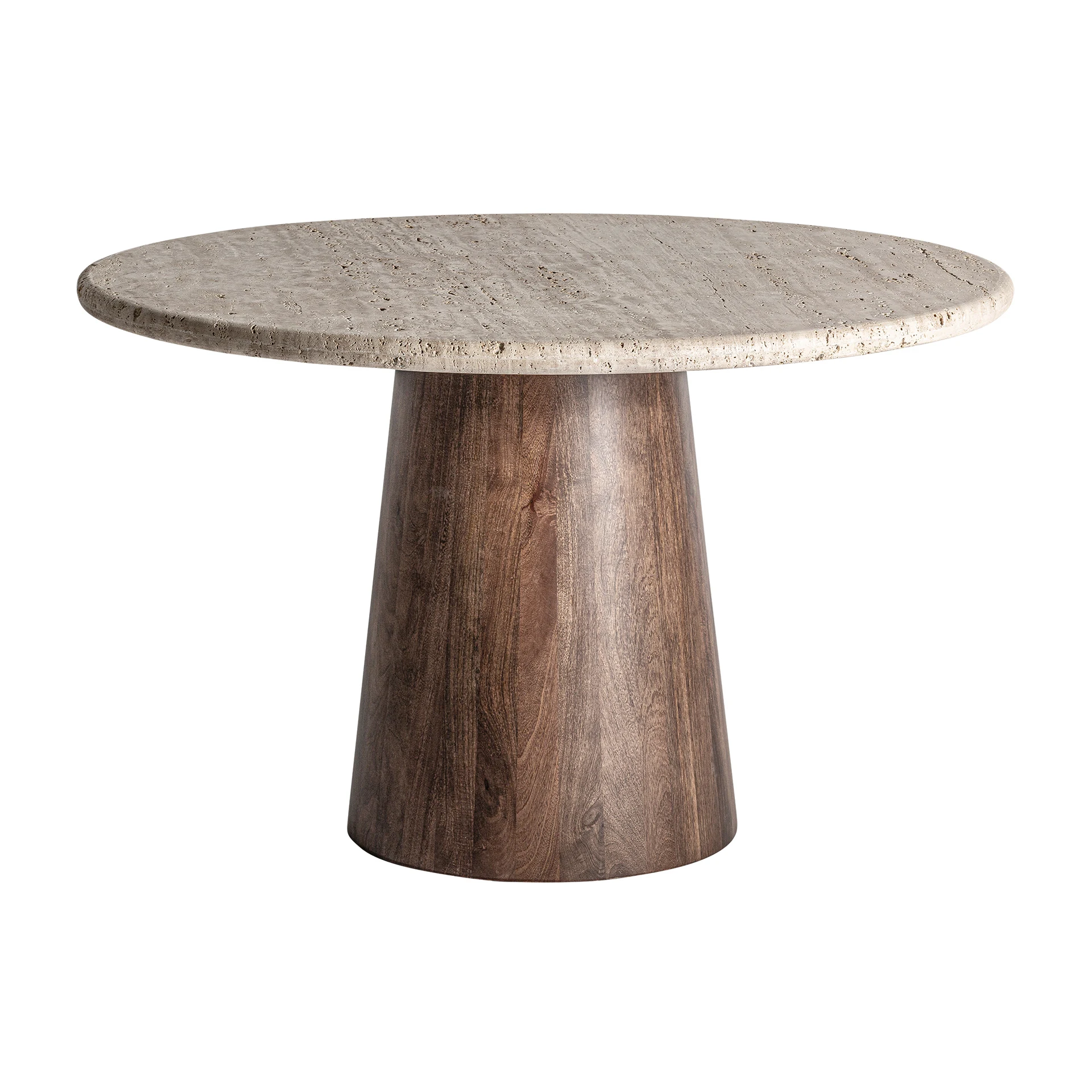 Masa Living din Lemn de Mango si Travertin, Bej, 130x130x81 cm, Stil Art Deco - VicalHome 35979 [6]