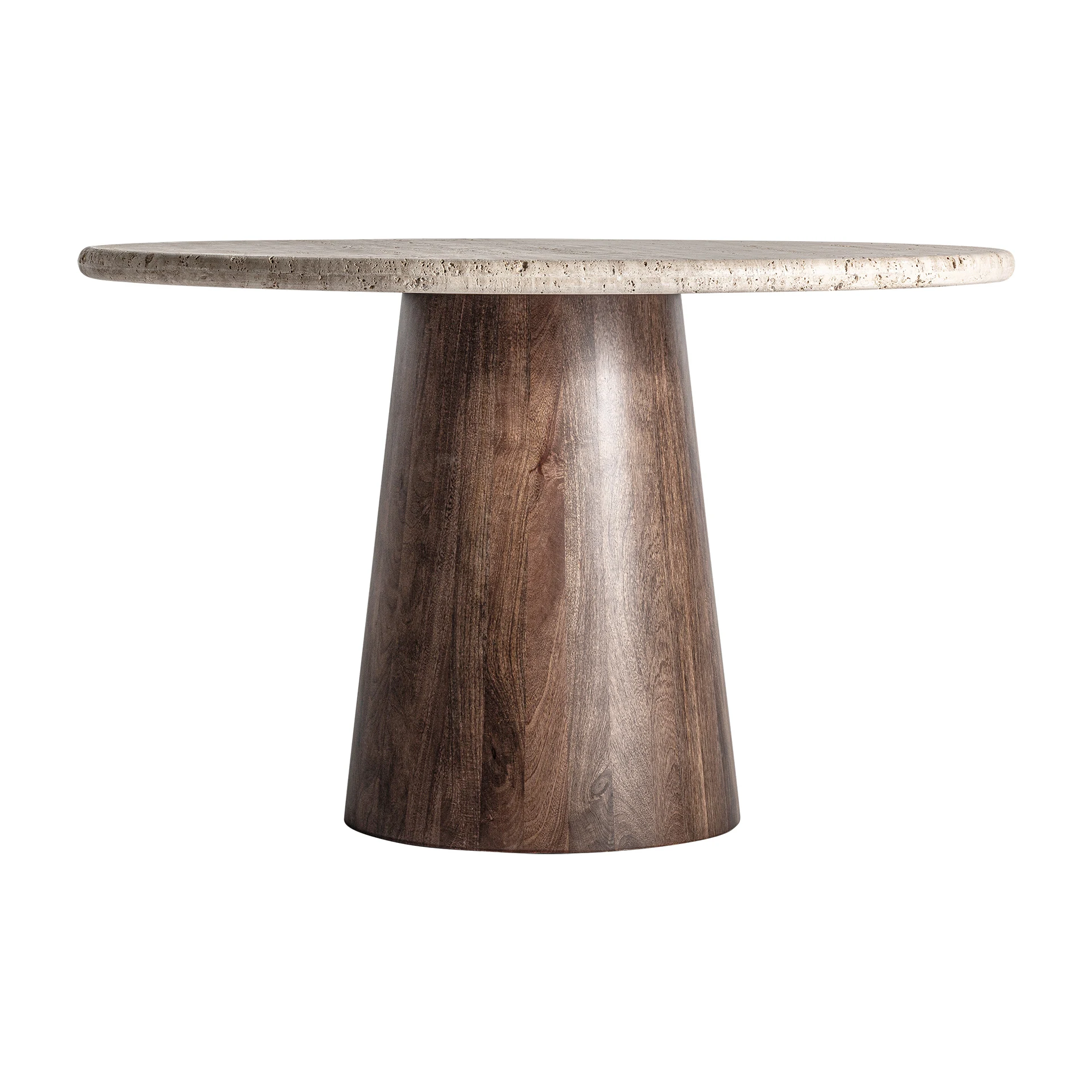 Masa Living din Lemn de Mango si Travertin, Bej, 130x130x81 cm, Stil Art Deco - VicalHome 35979 [1]