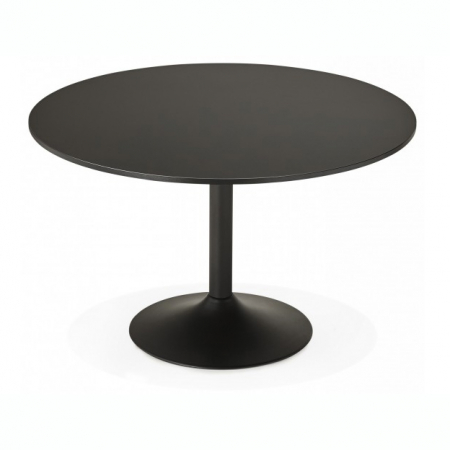 Mese living - Masa living rotunda neagra Rekon 120 cm, picior central negru mat, design modern, OT00280BL - Kokoon