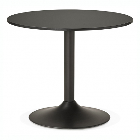 Birouri si mese - Masa living rotunda neagra Rekon 90 cm, picior central negru mat, design modern, OT00290BL - Kokoon
