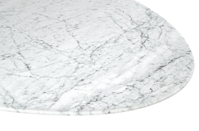 Masa ovala alba extravaganta Leone 200x120 cm, blat alb marmura italiana Bianco Carrara/picior central alb lucios, RT-335V - King [5]