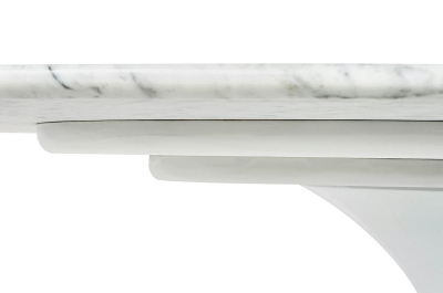 Masa ovala alba extravaganta Leone 200x120 cm, blat alb marmura italiana Bianco Carrara/picior central alb lucios, RT-335V - King [3]