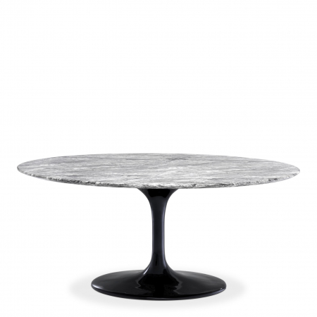 Mese de bucatarie - Masa ovala lux marmura gri Solo 170x110 cm picior negru lucios | Eichholtz - 112550