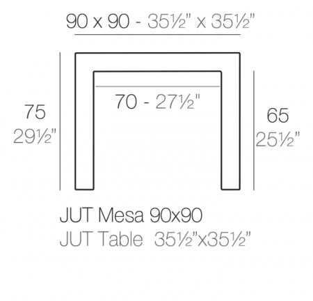 Masa patrata exterior Jut 90x90x75 cm, polipropilena, design minimalist, 44410 - Vondom [29]