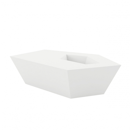 Mese exterior - Masa pentru sezlong iluminare LED Faz 60x57x22 cm, design modern geometric cu loc frapiera, 54009 - Vondom