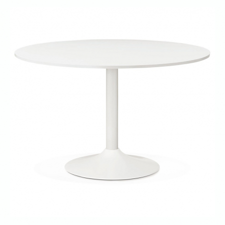 Mese living - Masa rotunda alba 120 cm Rekon cu picior central alb otel, pal melaminat, OT00260WH - Kokoon