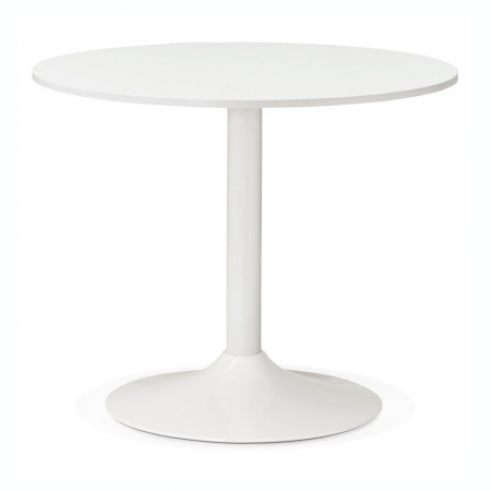 Birouri si mese - Masa rotunda alba 90 cm Rekon cu picior central alb, pal melaminat, OT00270WH - Kokoon