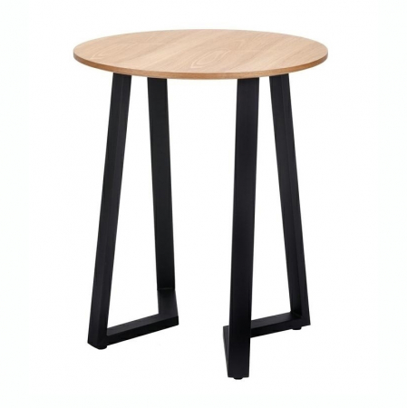 Mese living - Masa rotunda Claudio 60/80 cm, blat MDF stejar/structura metalica neagra, stil industrial, B-16 - King