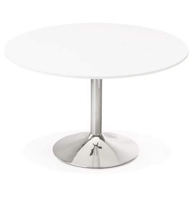 Masa rotunda alba 120 cm Radon, picior central otel crom, pal melaminat, OT00300WH - Kokoon [2]
