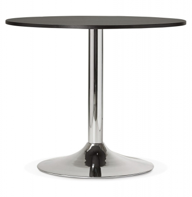 Masa rotunda neagra Radon 90 cm, picior central otel crom, pal melaminat, OT00330BL - Kokoon [1]