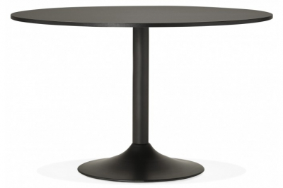 Masa living rotunda neagra Rekon 120 cm, picior central negru mat, design modern, OT00280BL - Kokoon [1]