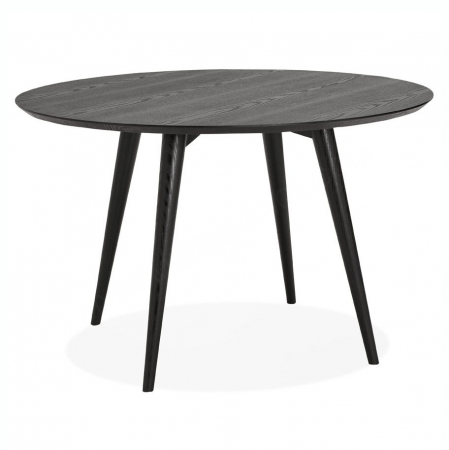 Mese de bucatarie - Masa rotunda dining neagra Janet 120 cm blat MDF lemn negru, picioare negre lemn masiv, DT00990BL - Kokoon