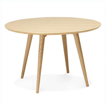 Masa rotunda lemn natur Janet 120 cm stil scandinav, MDF / picioare lemn masiv, DT00370NA - Kokoon [0]