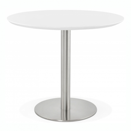 Mese de bucatarie - Masa rotunda living Venla 90 cm MDF alb, picior central otel talpa subtire, DT00740WH - Kokoon