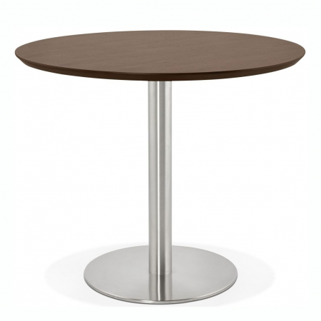Mese de bucatarie - Masa rotunda living Venla 90 cm MDF nuc, picior central otel talpa subtire, DT00750WA - Kokoon