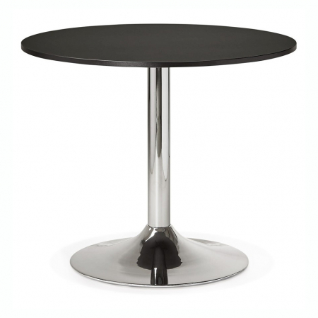Mese living - Masa rotunda neagra Radon 90 cm, picior central otel crom, pal melaminat, OT00330BL - Kokoon