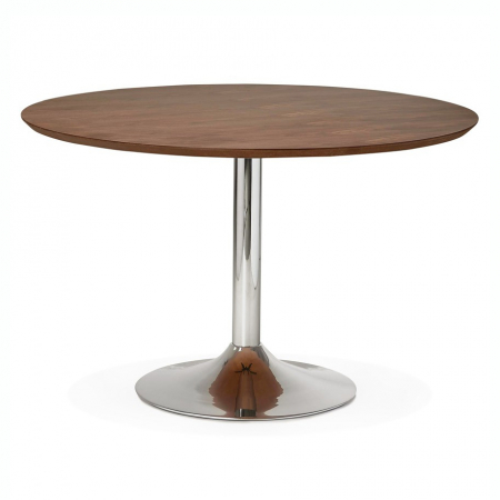 Mese de bucatarie - Masa rotunda nuc Bleta 120 cm MDF furnir natural / picior central crom otel, DT00500WA - Kokoon