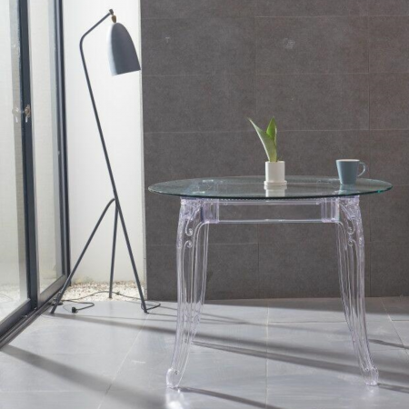Mese living - Masă transparentă rotundă Wonder Baroc- policarbonat diametru 90 cm, KH010100203 - King