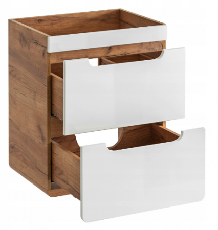 Masca baie Aruba 50 cm, MDF alb lucios, stejar auriu, COMAD [1]