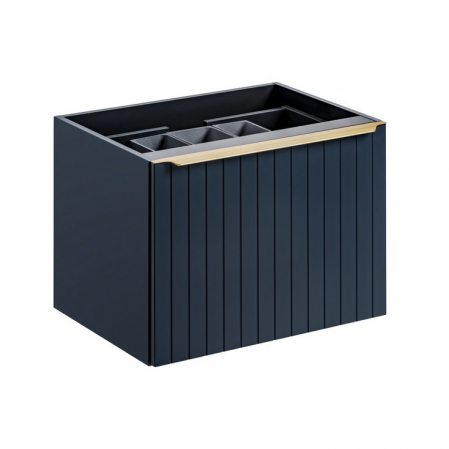 Masti pentru lavoare - Masca baie suspendata 60 cm Bleumarin Santa Fe Deep Blue, MDF frezat, cu maner auriu COMAD