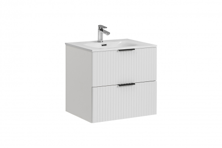 Seturi mobilier baie - SET MASCA + LAVOAR ADEL WHITE 60 CM, MDF RIFLAT - COMAD