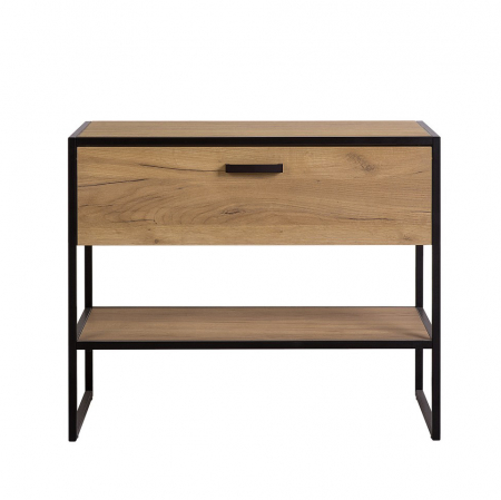 Masca de lavoar baie 90 cm, stejar, structura metalica neagra, stil industrial Brooklin COMAD [2]