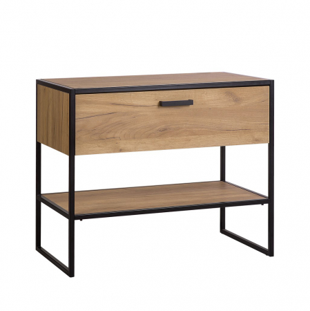 Produse - Masca de lavoar baie 90 cm, stejar, structura metalica neagra, stil industrial Brooklin COMAD