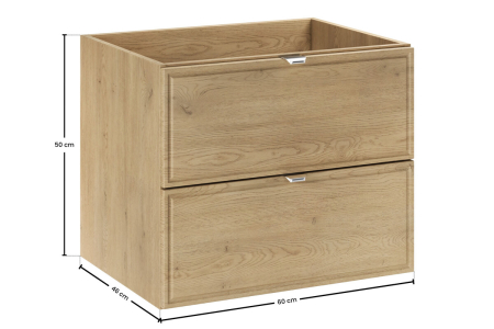 Masca Lavoar Terra Cremona 60 cm, 2 Sertare, MDF, Mâner Bară, Stejar Cremona - COMAD [4]