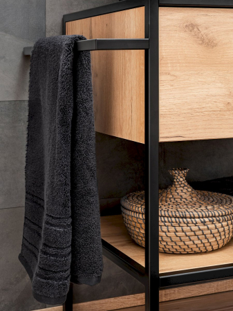 Masca lavoar aplicat baie 70 cm, stejar, stil industrial, structura metal neagra, Brooklin COMAD [5]